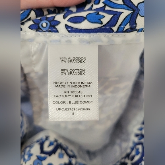 Milly for Designnation Blue Floral Geometric Paisley Design Cropped Pant Size 8 - Picture 10 of 11